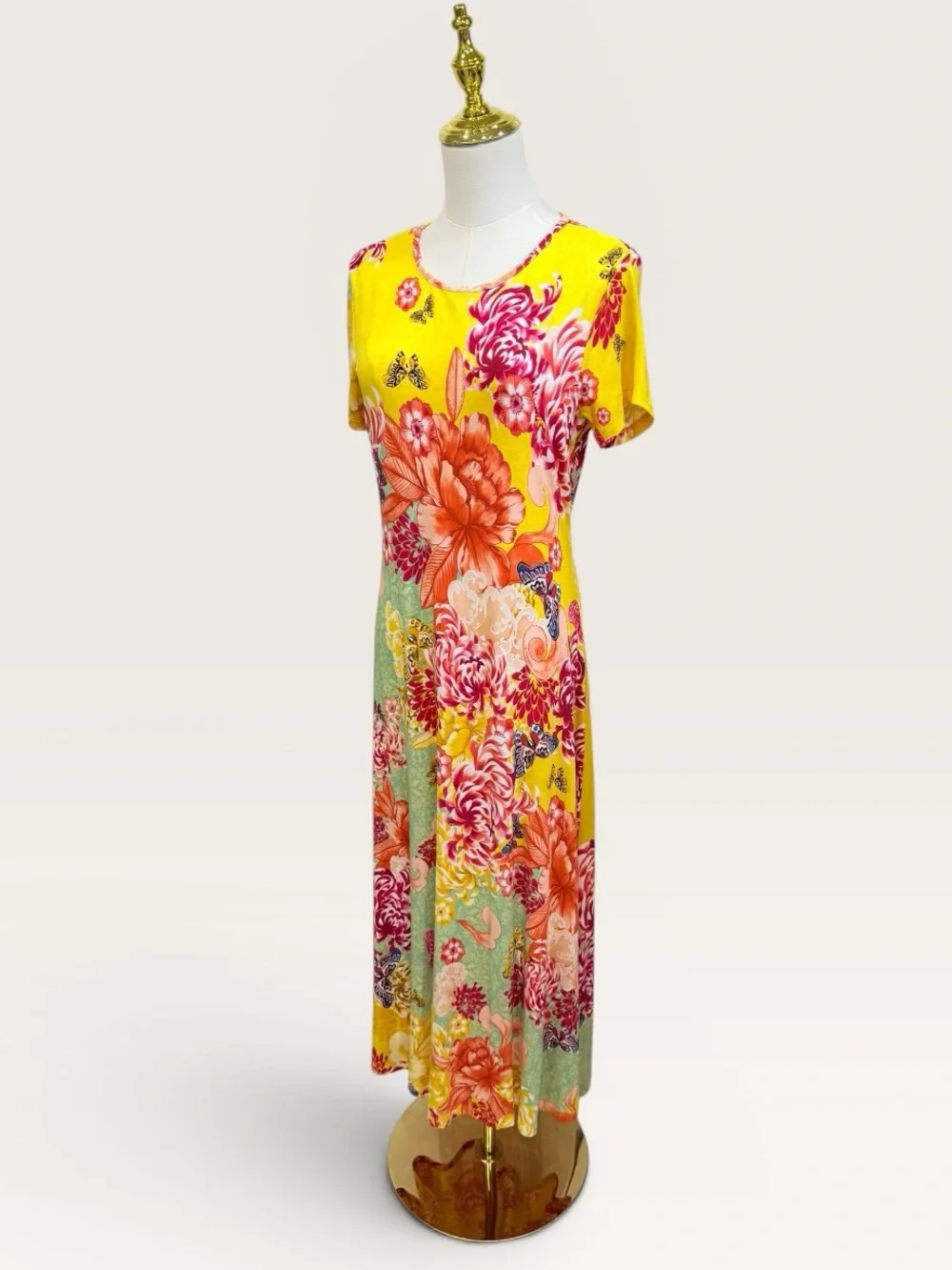 Johnny Was The Janie Favorite Cap Sleeve Midi Dress Charlie Floral Yellow Small